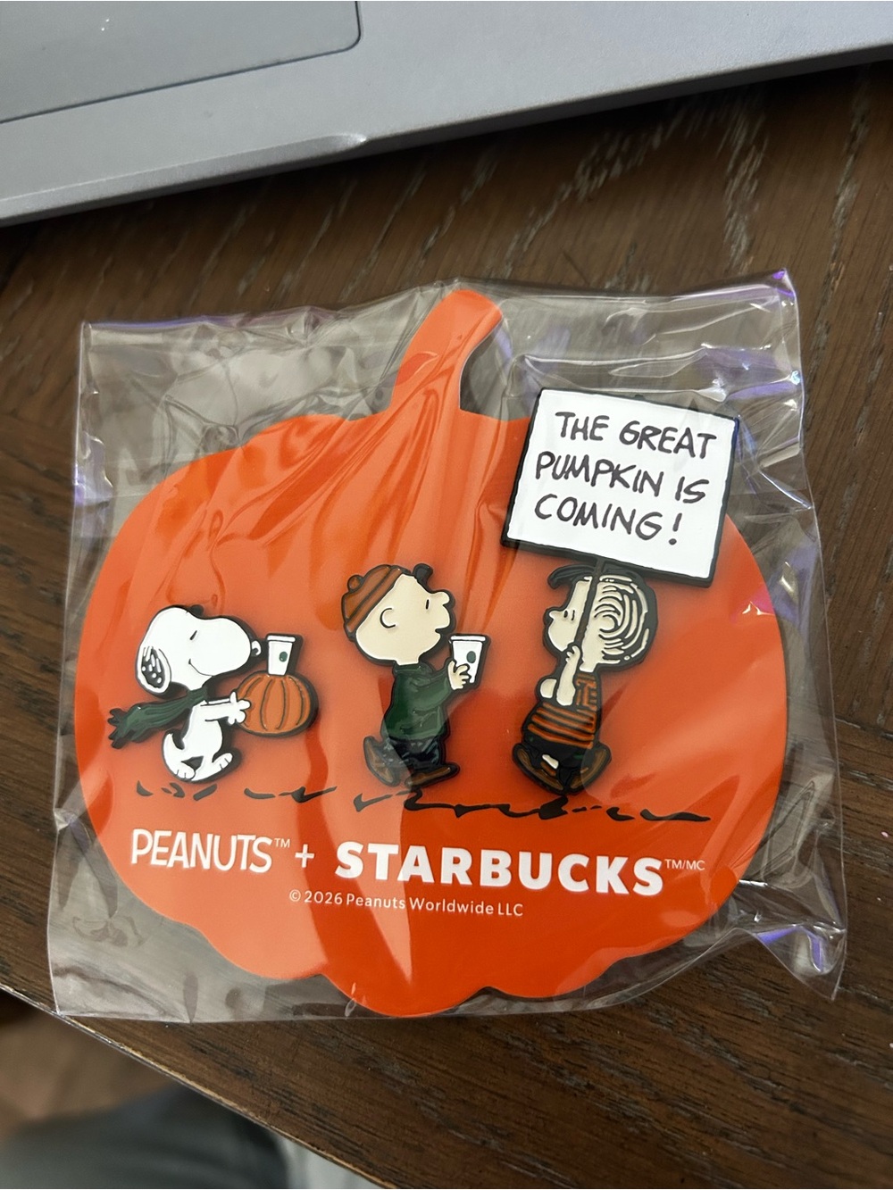 Starbucks Orange Pumpkin Peanuts Character Pin Set